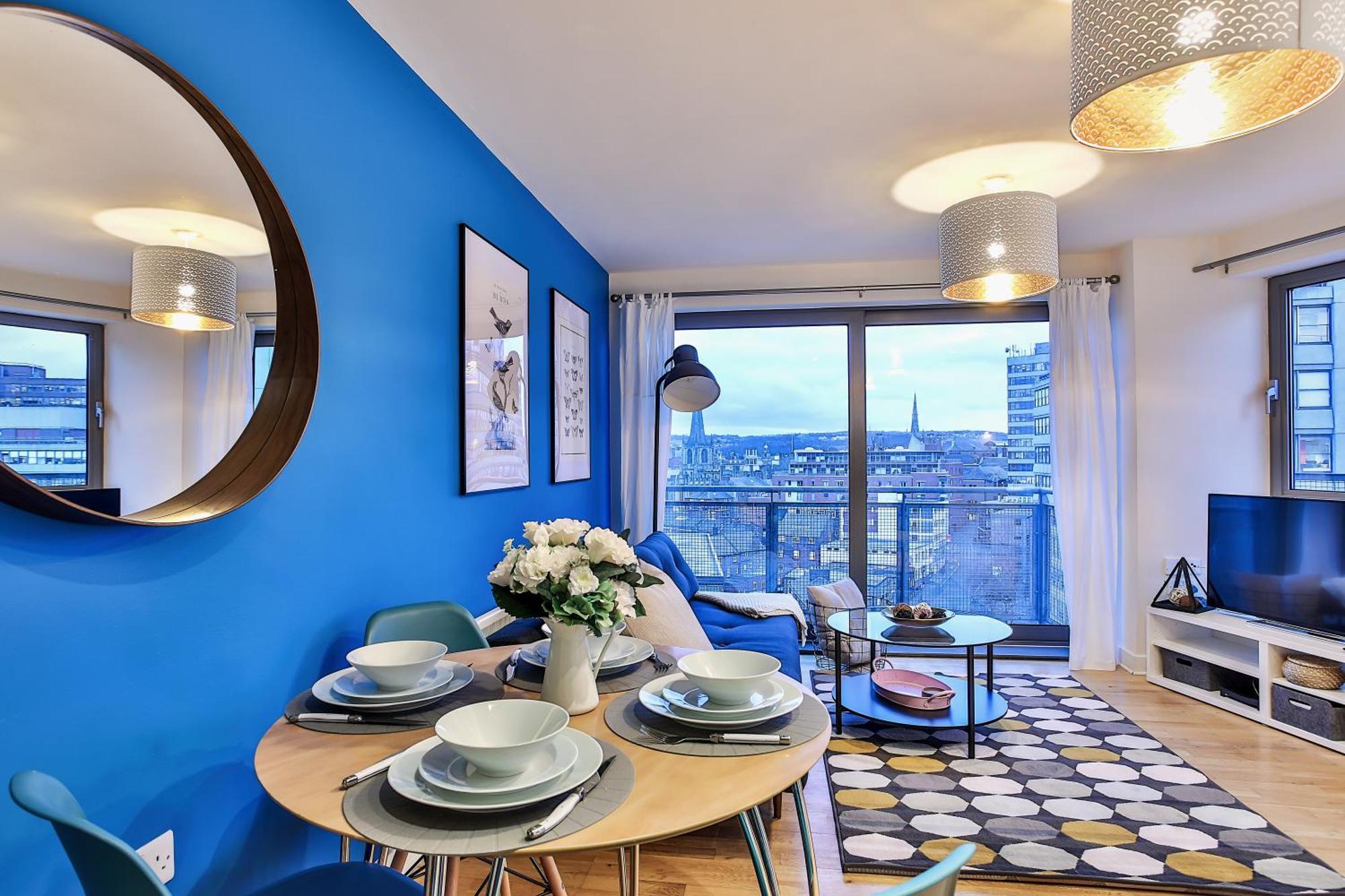 Skyview Apartment By Noknokstay - City Centre With Parking - Group, Family, Business Sheffield Bagian luar foto
